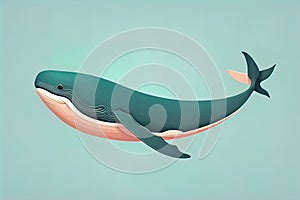 Blue whale isolated on a solid clor background. ai generative