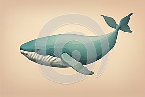 Blue whale isolated on a solid clor background. ai generative