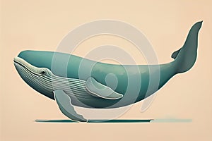 Blue whale isolated on a solid clor background. ai generative photo