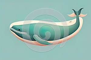 Blue whale isolated on a solid clor background. ai generative