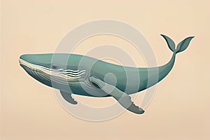 Blue whale isolated on a solid clor background. ai generative photo