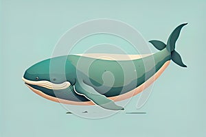 Blue whale isolated on a solid clor background. ai generative