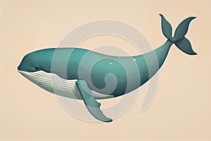 Blue whale isolated on a solid clor background. ai generative
