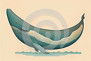Blue whale isolated on a solid clor background. ai generative