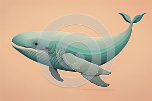 Blue whale isolated on a solid clor background. ai generative photo
