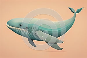 Blue whale isolated on a solid clor background. ai generative