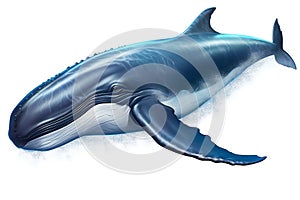 Blue whale isolated on white background,  illustration,  High resolution