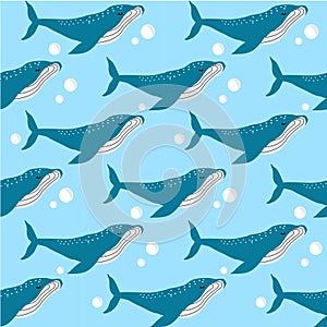 Blue Whale Ocean Vector Illustration
