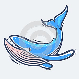 Blue whale sea life vector illustration