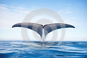 blue whale tail fin slapping ocean