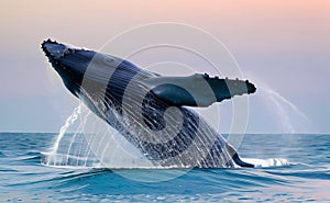 Blue whales swimming in the sea ai generated