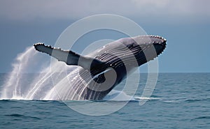 Blue whales swimming in the sea ai generated