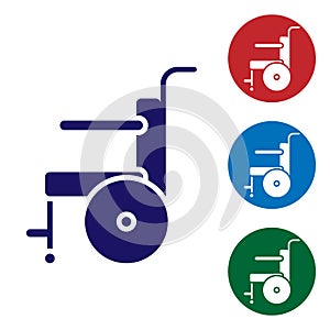 Blue Wheelchair for disabled person icon isolated on white background. Set icons in color square buttons. Vector