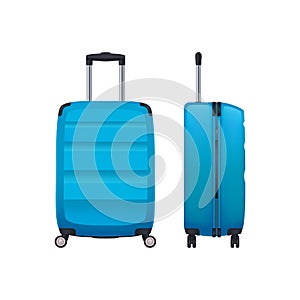 Blue Wheeled Suitcase Composition