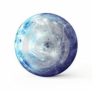 Blue And White 3d Moon Illustration With Explosive Pigmentation