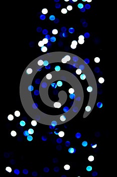 Blue and white abstract bokeh lights Christmas background
