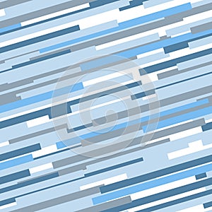 Blue and white abstract dynamic striped seamless pattern, vector