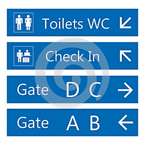Blue and white Airport Signs template