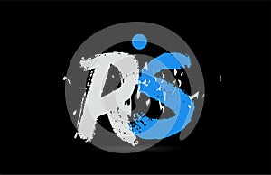 blue white alphabet letter combination RS R S logo design