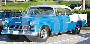 Blue And White Antique Chevy Classic Car