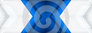 Blue and white arrows futuristic technology background concept high-speed movement.