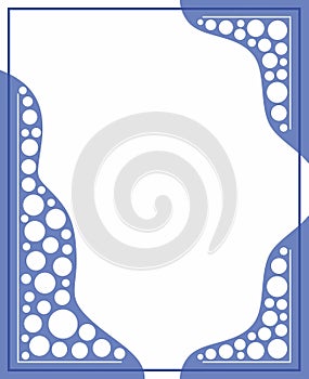 Blue and white background color with stripe line shape. Water drops imitation. Wavy shapes. Frame, boarder for text