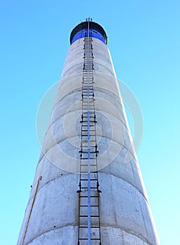 Blue, White and Black Chimney with Ladder