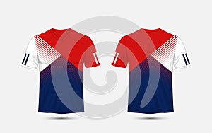 Blue, White and blue stripe pattern sport football kits, jersey, t-shirt design template photo