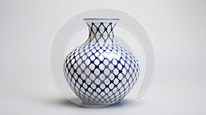 Blue And White Ceramic Vase With Colored Diamonds - Sharon Ho