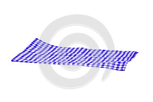 Blue and white checkered napkin or tablecloth texture isolated on white background. Clipping path. Backdrop for your product