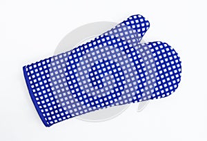 Blue and White Checkered Oven Mitt Glove