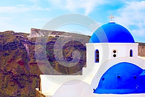 Blue and white church, Santorini, Greece