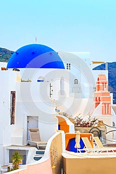 Blue and white church, Santorini, Greece