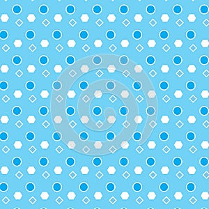 Blue white circle diamond polygon shape pattern blue background