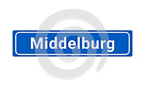 Blue And White City Sign Of Middelburg