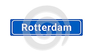 Blue And White City Sign Of Rotterdam