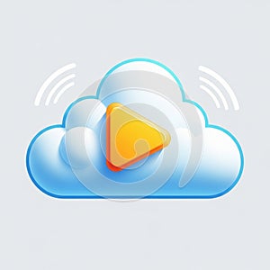 A blue and white cloud is centered on a light gray background