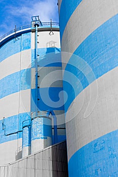 Blue-White Concrete Silos