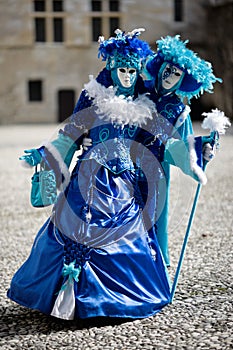 Blue and white costumes for Carnival