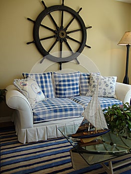 Blue & White Couch