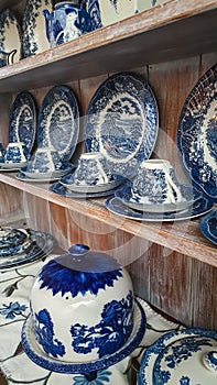 Blue and white crockery