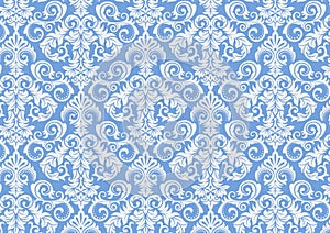 Blue white Damask seamless pattern background