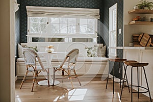 Blue and white dinette decor