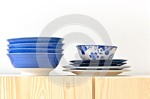 Blue and white dishes