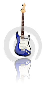 Blue and white electric guitar