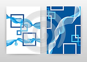 Blue white frames with waved lines design for annual report, brochure, flyer, poster. Waving lined background vector illustration