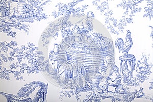 Blue and white french baroque pattern wallpaper photo