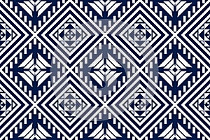 Blue and white geometric ethnic seamless pattern