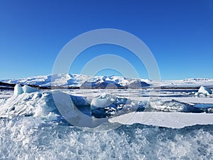 Blue-white Glacier in Iceland