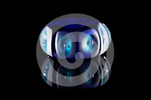 Blue and white glass bead